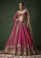 Pink Bridal Raw Silk Zardozi Lehenga Set with Two Dupattas