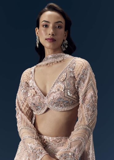 Pink Bridesmaid Lehega with Choker Dupatta