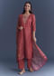 Pink Chanderi Kurta Set With Stripe Print And Gota Work