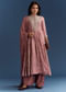 Pink Chanderi Printed Anarkali With Thread Work