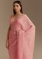 Pink Chinnon Saree With Cutdana Sequins Embroidery And Scallop Border