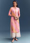 Pink Cotton Kurti With Leheriya Print And Gota Work
