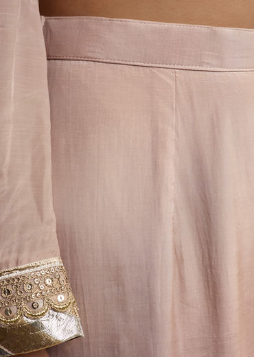 Pink Cotton Silk Anarkali Suit With Gotta Work
