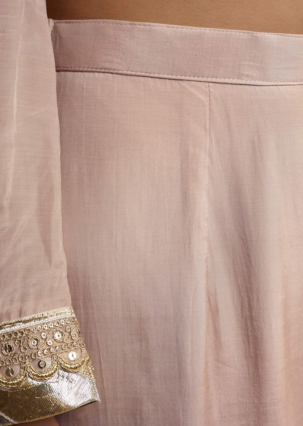 Pink Cotton Silk Anarkali Suit With Gotta Work