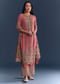 Pink Crepe Kurta Set With Indie Print And Zari Embroidery