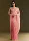 Pink Crepe Tissue Saree With Moti Beads And Cutdana Embroidery