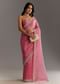 Pink Crushed Tissue Sequin Embroidered Saree With Scallop Border