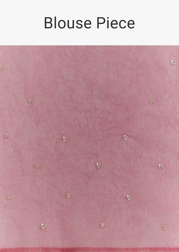 Pink Crushed Tissue Sequin Embroidered Saree With Scallop Border