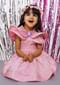 Pink Dress In Crushed Metallic Fabric With Fancy Cape-Like Neckline And Sleeves Online - Kalki Fashion