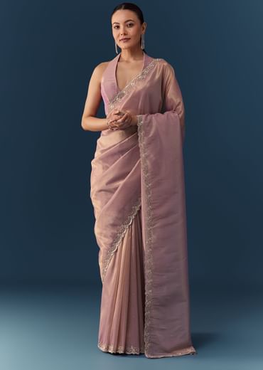 Pink Embroidered Saree with Blouse Fabric
