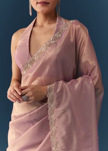 Pink Embroidered Saree with Blouse Fabric