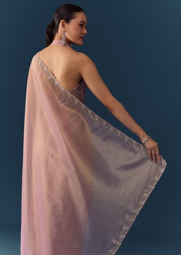 Pink Embroidered Saree with Blouse Fabric