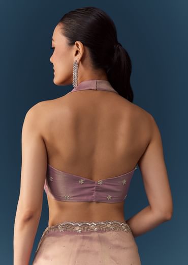 Pink Embroidered Saree with Blouse Fabric