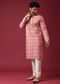 Pink Floral Print Kurta Set in Silk