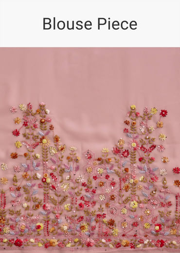 Pink Georgette Saree With All Over Kashmiri Bud Work