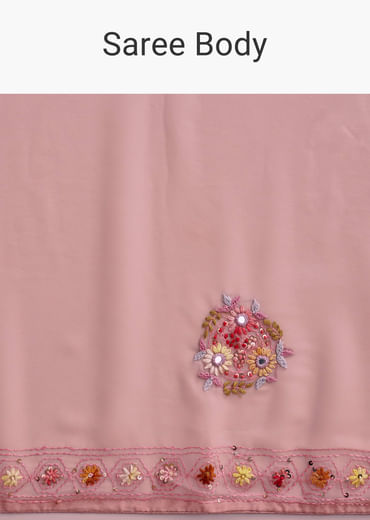 Pink Georgette Saree With All Over Kashmiri Bud Work