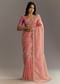 Pink Glass Tissue Sareee With Embroidered Scallop Border