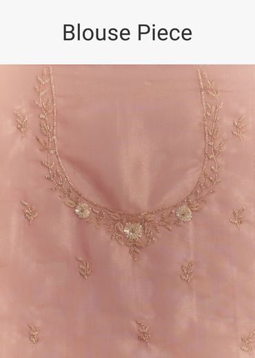 Pink Glass Tissue Sareee With Embroidered Scallop Border