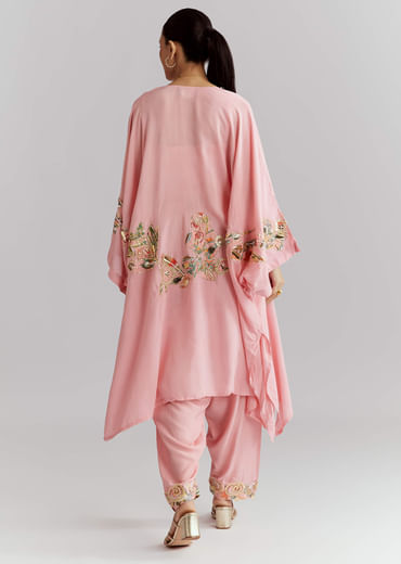 Pink Muslin Crop Top And Jacket Set With Gotta Work