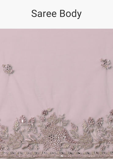 Pink Net Saree With All Over Embroidery