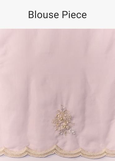 Pink Organza Embroidered Saree with Blouse Fabric