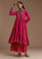 Pink Printed Flared Kurta and Palazzo Set