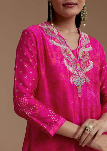 Pink Printed Kurta Co-ord Set