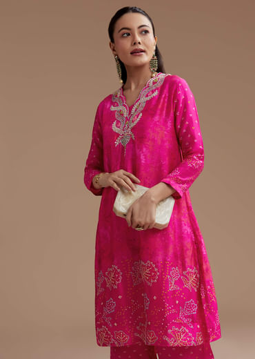 Pink Printed Kurta Co-ord Set