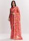 Pink Printed Tissue Lurex Saree With Zari Mirror And Cutdana Embroidery
