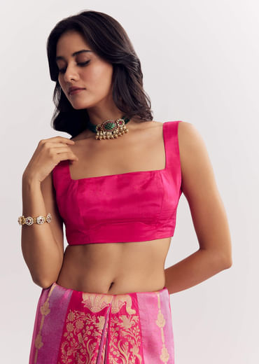Pink Purple Shaded Dola Silk Saree With Gota Patti Motif