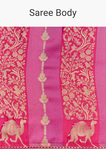 Pink Purple Shaded Dola Silk Saree With Gota Patti Motif