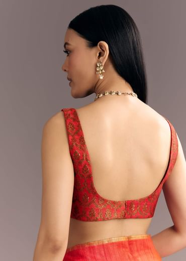 Pink Red Kora Silk Handloom Saree With Woven Traditional Motif