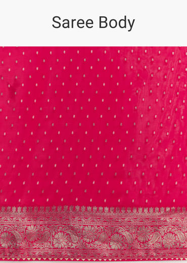 Pink Satin Saree With Zari Vine Design