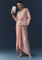 Pink Satin Silk Top Skirt Set with Moti Embellishments