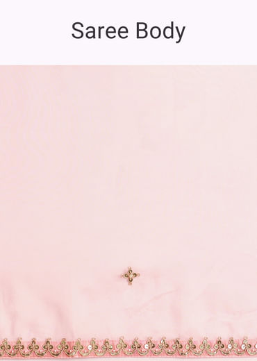 Pink Sequin Embroidered Organza Saree With Gotta Patti Embroidery