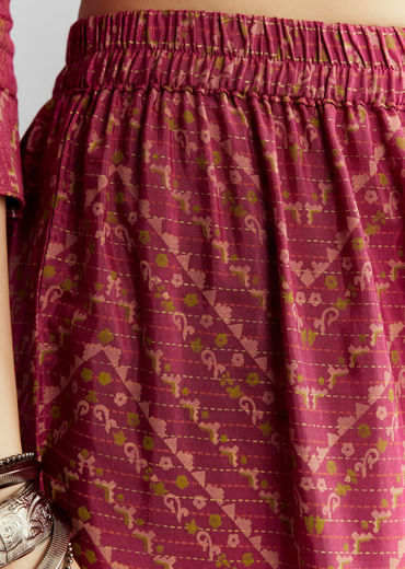 Pink Silk Anarkali Suit With Indie Print And Intricate Embroidery