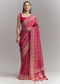 Pink Silk Embroidered Saree With Heavy Hand Embroidery