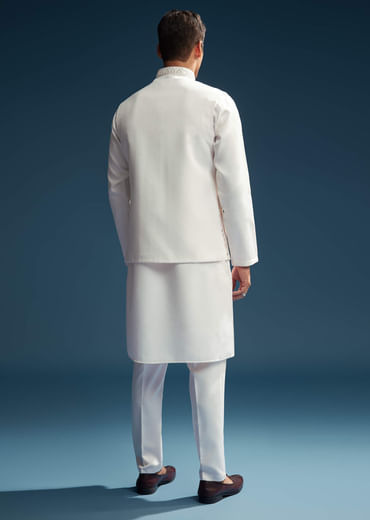 Pink Silk Kurta Jacket Set For Men With Abla Work