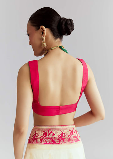 Pink Silk Woven Saree With Brocade Work