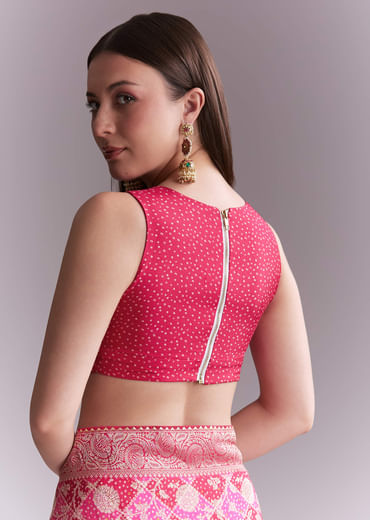 Pink Silk Woven Saree With Jaal Work And Floral Motifs