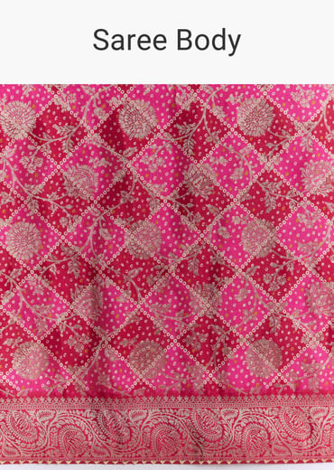 Pink Silk Woven Saree With Jaal Work And Floral Motifs