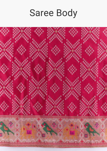 Pink Silk Woven Saree With Multicolour Geometric Motifs