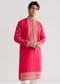 Pink Silk Yoke Embroidered Kurta Set With Gotta And Resham Work