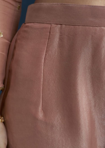 Pink Tissue Anarkali Set with Zardozi Work