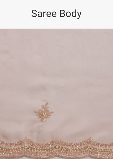Pink Tissue Embroidered Saree With Cutdana Sequins And Moti