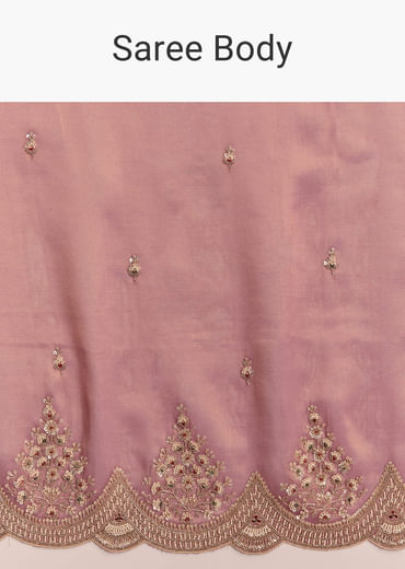Pink Tissue Embroidered Saree With Sequin And Stone Work