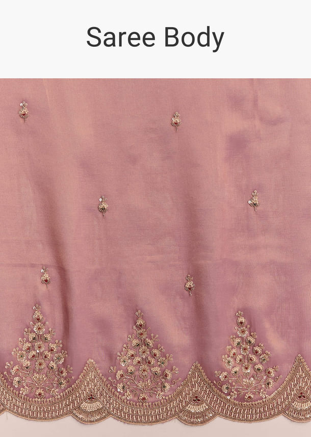 Pink Tissue Embroidered Saree With Sequin And Stone Work