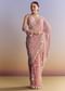 Pink Tissue Half And Half Saree With Floral Sequin Embroidery