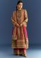 Pink Tissue Kurta With Organza Palazzo And Dupatta