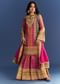 Pink Tissue Kurta With Printed Palazzo And Organza Dupatta